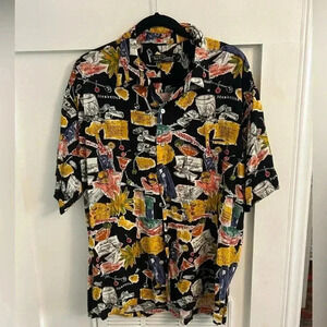 Tori Richard Aloha Shirt Cocktails Drinks Recipes Mai Tai Black Hawaii -Large